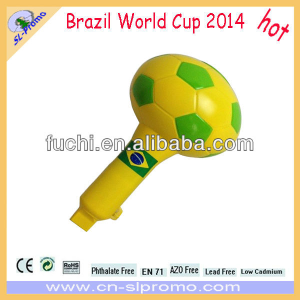 ブラジルの旗の設計2イン1マラカスサッカーファンホーン2014年マラカスワールドカップのための-チアホーン問屋・仕入れ・卸・卸売り