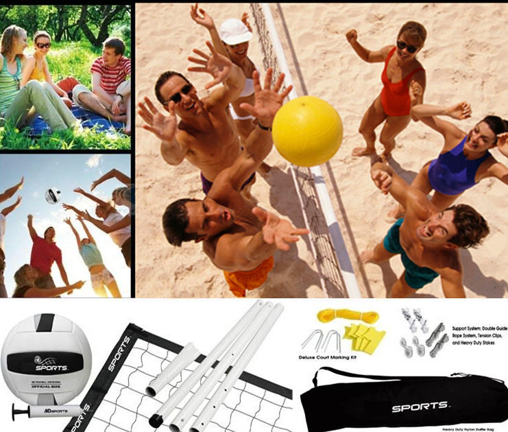 スポーツレクリエーションバレーボールセットビーチバレーボールセットビーチスポーツ玩具(adjustbaleポール、ネット+ w/キャリングバッグ)-バレーボール問屋・仕入れ・卸・卸売り
