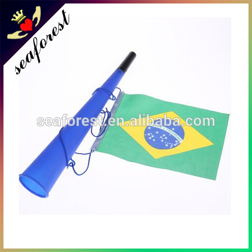 2015 hotsellプラスチックサッカーホーン、卸売ファンホーン、トランペットホーンでブラジル旗-チアホーン問屋・仕入れ・卸・卸売り