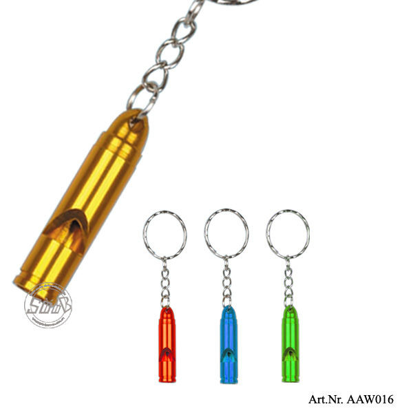 弾丸形プロモーション笛キーホルダー-ホイッスル問屋・仕入れ・卸・卸売り