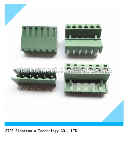 工場価格6ピン右アングルネジpcbマウントプラグ着脱可能ターミナルブロック5.08ミリメートルグリーンカラー-ターミナルブロック問屋・仕入れ・卸・卸売り