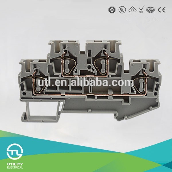 Ul500v32a0.5-6awg電気端子台、 dinrailマウントダブル- 層バネ4mm2temrinals配線-ターミナルブロック問屋・仕入れ・卸・卸売り