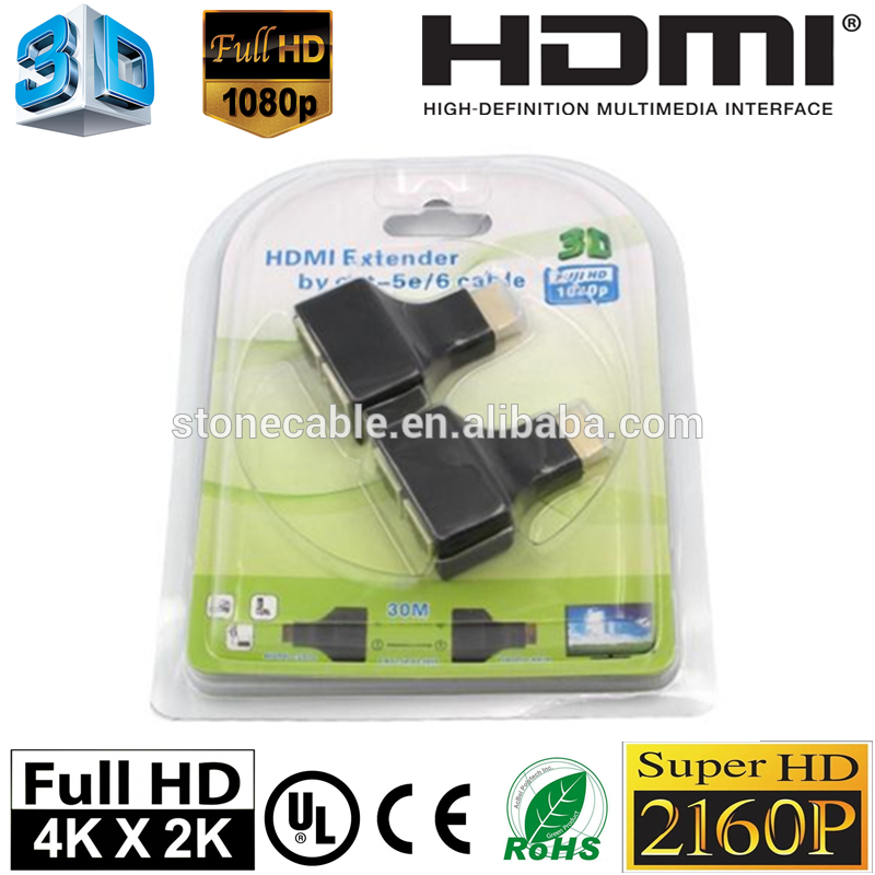Hdmi へ の rj45 cat-5e/6e信号3d hd suporte エクステンダーアダプター フル hd 1080 p-コネクタ問屋・仕入れ・卸・卸売り