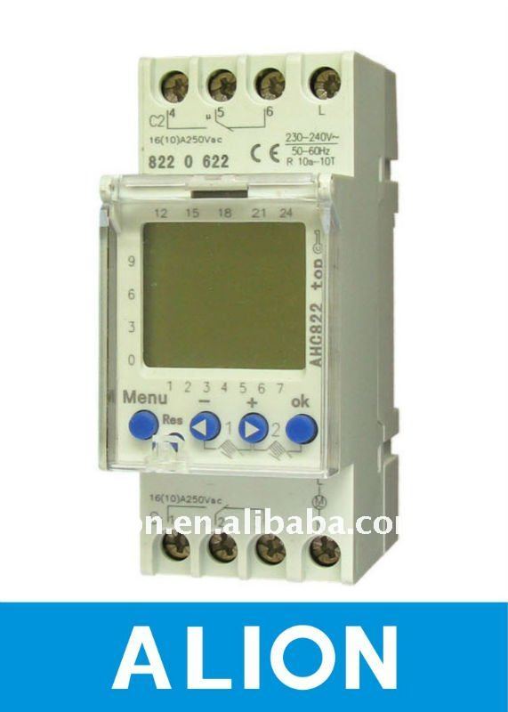 AHC822 230-240VAC 50-60 ｈｚウィークリープログラムホリデープログラム2チャンネルdinレール液晶デジタルタイムスイッチ-タイムスイッチ問屋・仕入れ・卸・卸売り