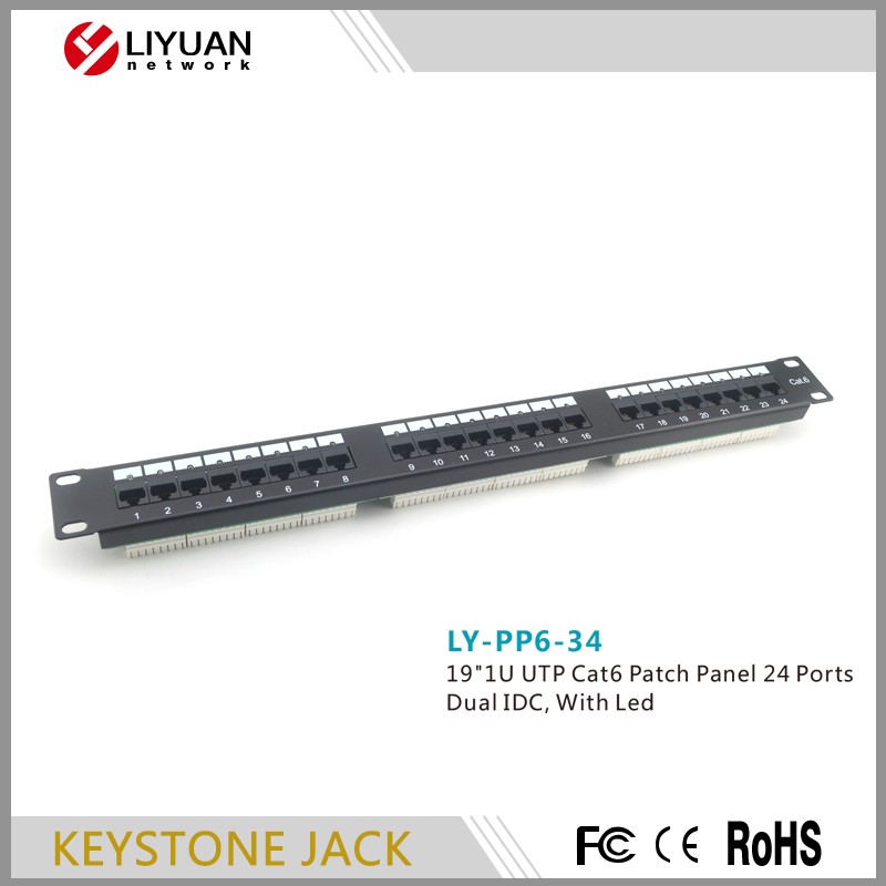 LY-PP6-34新しい到着し た cat6 utp rj45 1u 24 ポート led パッチ パネル-問屋・仕入れ・卸・卸売り