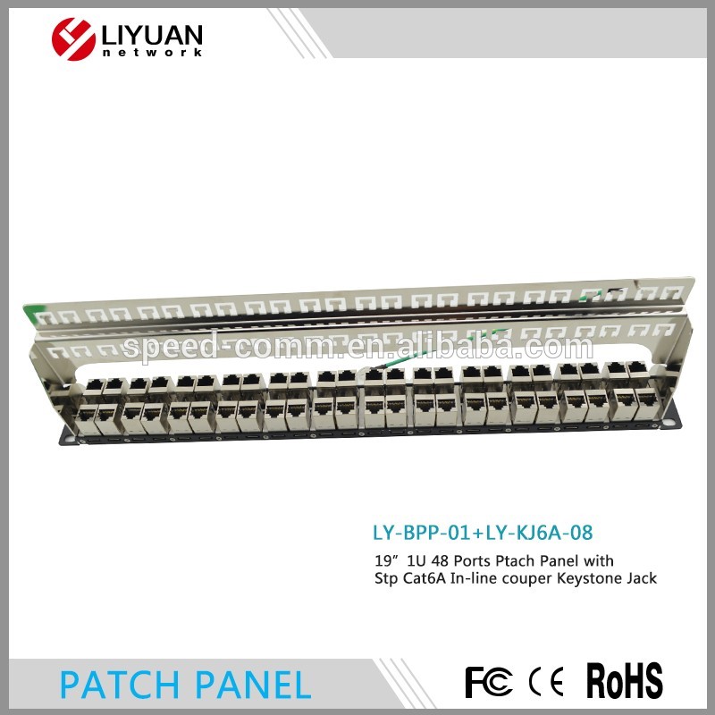 LY-BPP-01 + LY-KJ6A-08速度stp cat6a 48ポートネットワークパッチパネルstp cat6aインラインクーパーキーストーンジャック-その他配線器具問屋・仕入れ・卸・卸売り