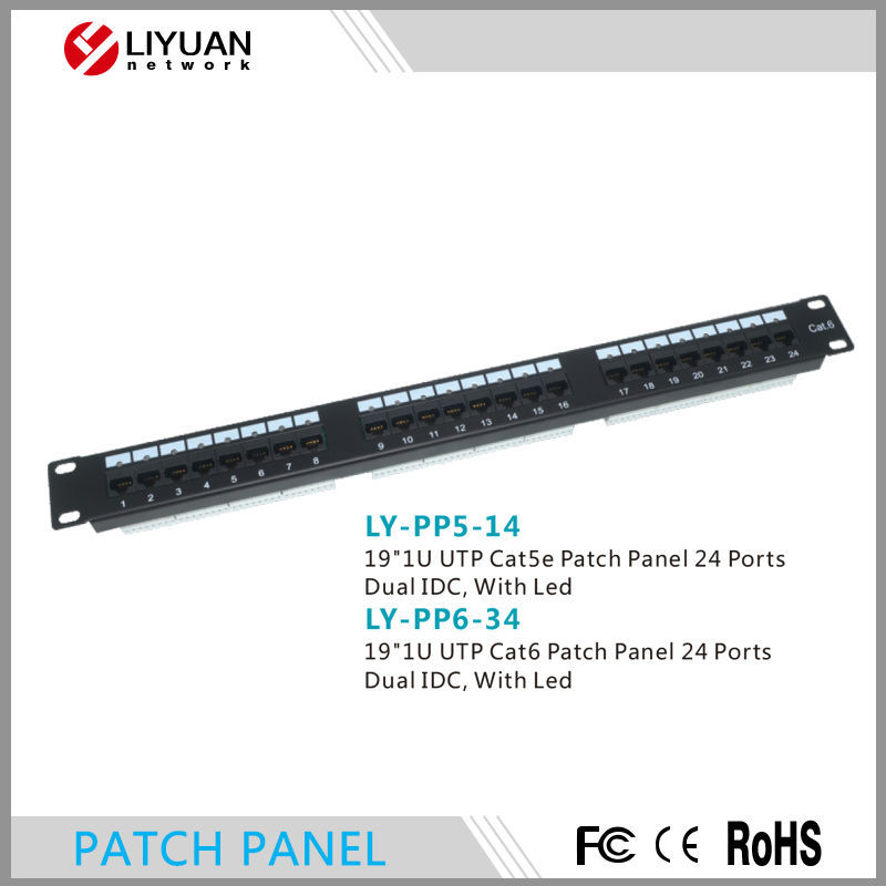 LY-PP5-14 19 "1u utp cat5e パッチ パネル 24 ポート デュアル idc led ライト パネル-その他配線器具問屋・仕入れ・卸・卸売り