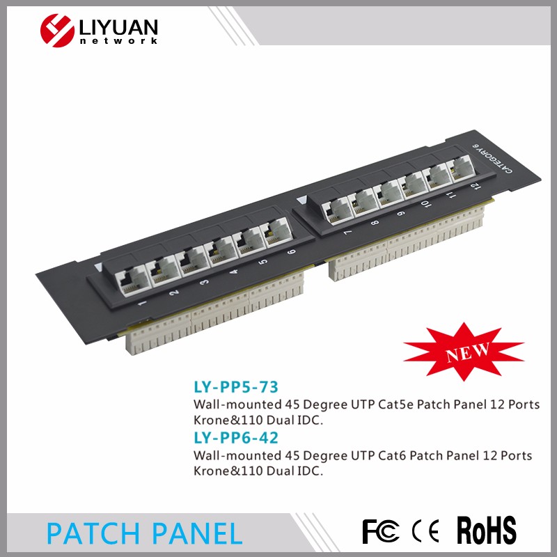 LY-PP6-42 12ポート壁掛け式45度パンチダウンプッシュidcラックマウントcat6パッチパネル-その他配線器具問屋・仕入れ・卸・卸売り