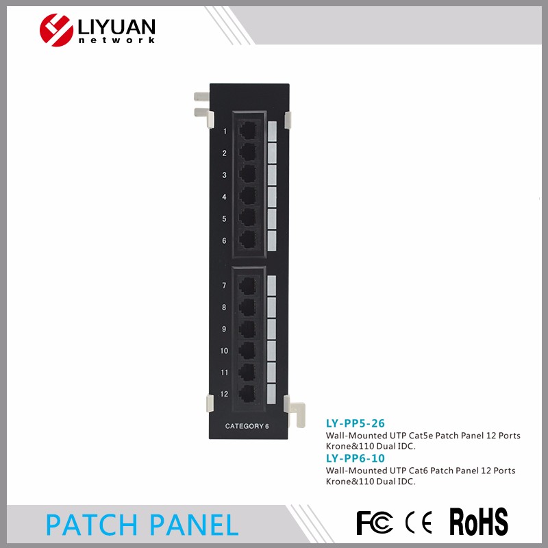 LY-PP6-10 cat6 utp 12ポートネットワークミニパッチパネル110で表面壁マウントブラケット-その他配線器具問屋・仕入れ・卸・卸売り
