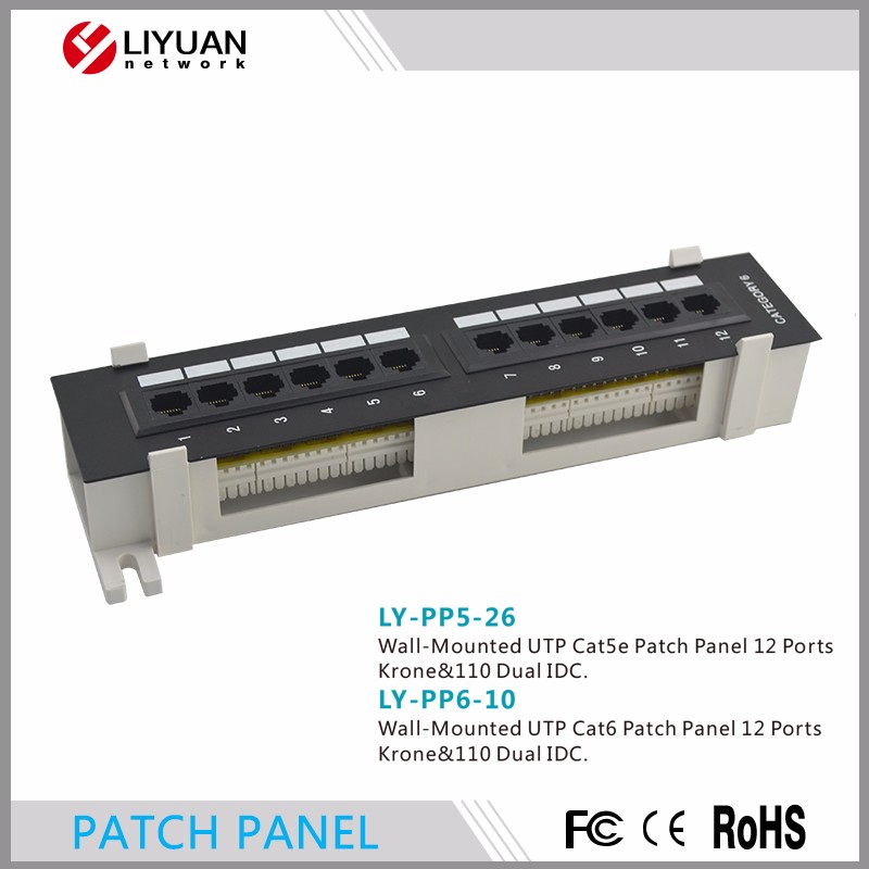LY-PP6-10 12ポート壁掛け10 "1uクローネまたは110デュアルidc utp cat5e cat6パッチパネル-その他配線器具問屋・仕入れ・卸・卸売り