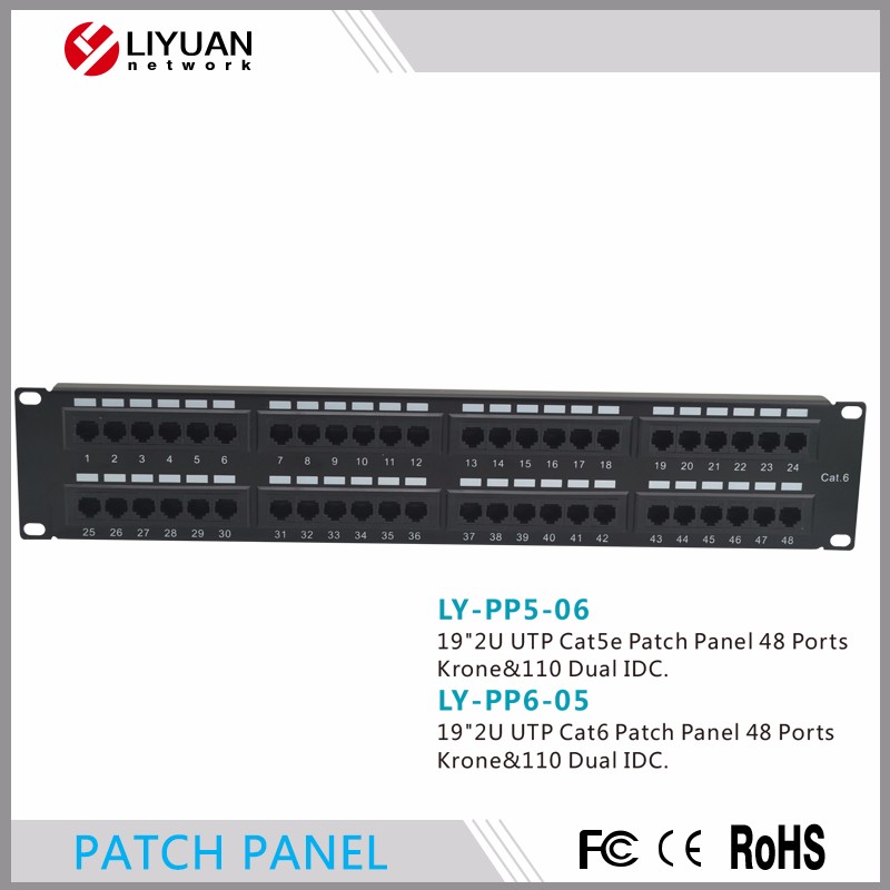 LY-PP6-05 utp ftp rj45 cat6 48ポートパッチパネル/パンチダウンプッシュidcラックマウントcat6パッチパネル-その他配線器具問屋・仕入れ・卸・卸売り