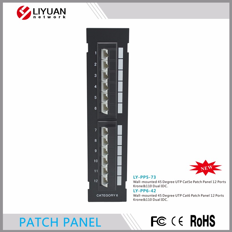 LY-PP6-42 cat6 utp 12ポートネットワークミニパッチパネル110で表面壁マウントブラケット-その他配線器具問屋・仕入れ・卸・卸売り