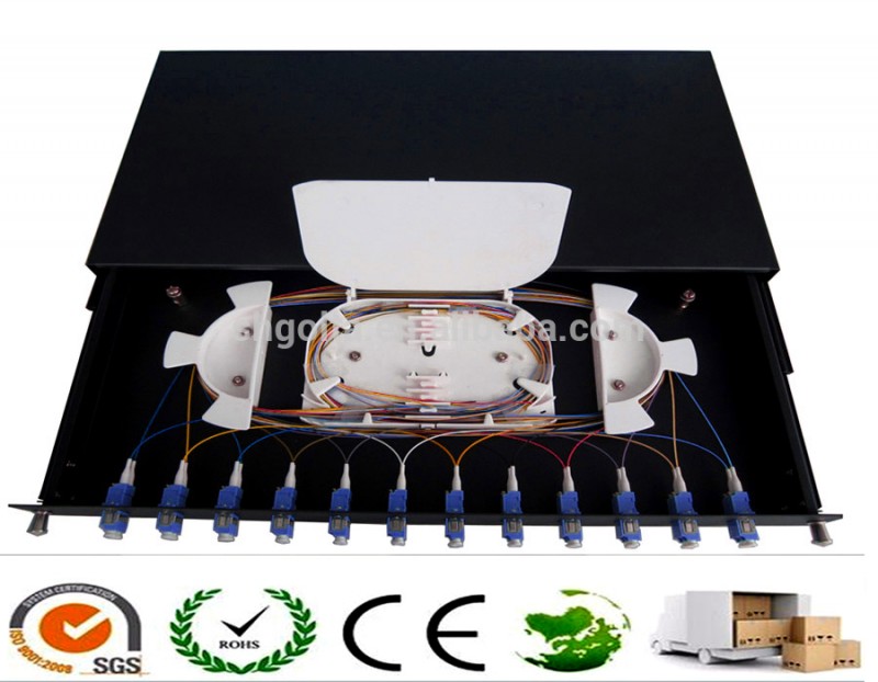 Ftth sc 12/24/48ポート19 '1u/2u高さ光ファイバパッチパネル/ケーブルボックス-その他配線器具問屋・仕入れ・卸・卸売り