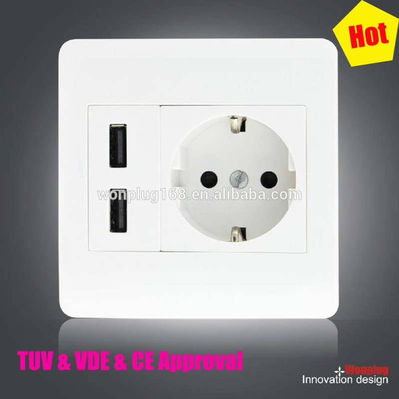 高品質の220v2015tÜv未登録品2.1aeuusb壁ソケット-プラグ、ソケット問屋・仕入れ・卸・卸売り
