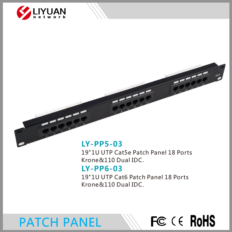 Ly-pp6-0319" 1uutpポートcat6パッチパネル18クローネ・110デュアルidcパネル-その他配線器具問屋・仕入れ・卸・卸売り