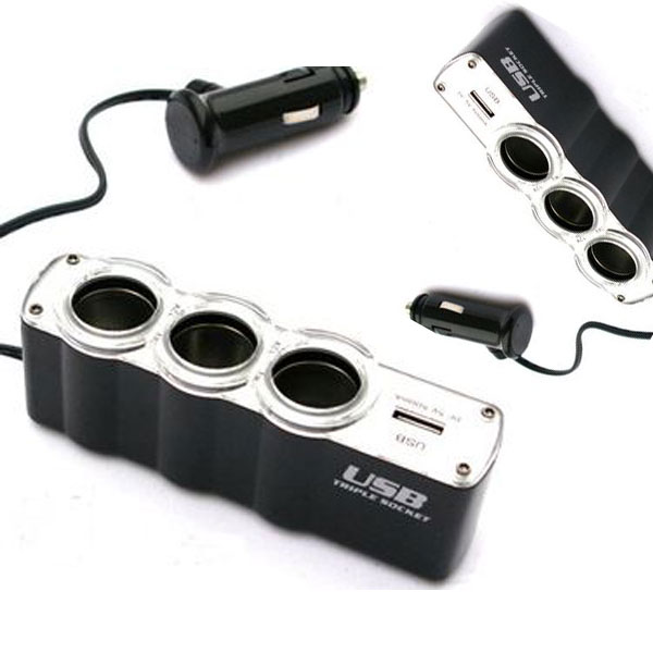 ホット dc 12 ボルト/24 ボルト usb アダプタ電源3 ポート led タバコ車ライター充電プラグ-プラグ、ソケット問屋・仕入れ・卸・卸売り