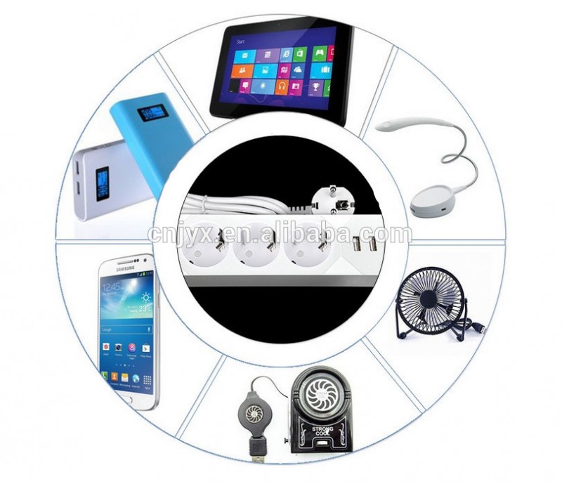 ホット促進3 usb 3ウェイパワーストリップ/サージプロテクター付き3 usbポートヨーロッパ延長ソケット用iphone/サムスン-プラグ、ソケット問屋・仕入れ・卸・卸売り