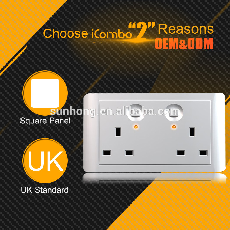 Icombo壁電気南アフリカ出口コンビネーションスイッチ3穴wifiソケットカラフルでled-プラグ、ソケット問屋・仕入れ・卸・卸売り
