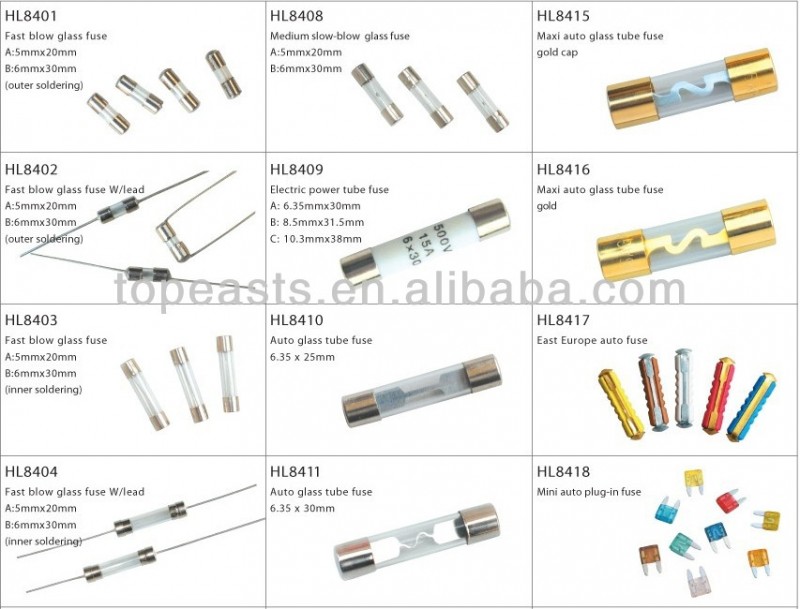 融合ガラスオート5*20mm6*30mm溶断機-ヒューズ問屋・仕入れ・卸・卸売り