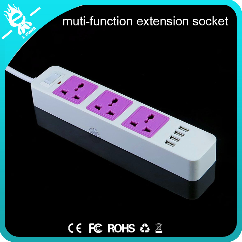 4 usb 3ピンプラグリトラクタブル延長pvc複数電源ストリップでusb-問屋・仕入れ・卸・卸売り
