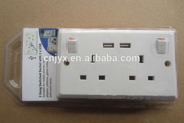 工場促進高品質用英国プラグ付きusbソケット5v1aダブルusbポートソケット-プラグ、ソケット問屋・仕入れ・卸・卸売り