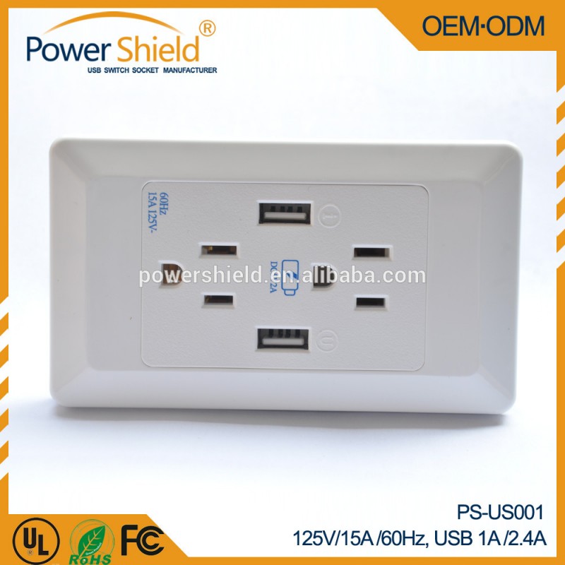 米国/米国/アメリカ/2カナダデュアルusb壁スイッチソケットコンセント付き125v15afccul-プラグ、ソケット問屋・仕入れ・卸・卸売り