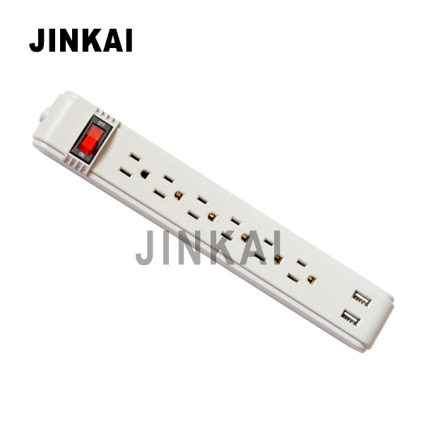 J150004 6コンセント電源タップ付きダブルusbポート-プラグ、ソケット問屋・仕入れ・卸・卸売り