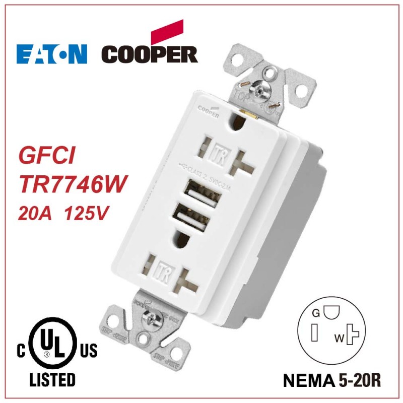 Gfciレセプタクルnema 20 amp/125ボルト改ざん耐性レセプタクルで2 usb充電ポートul-プラグ、ソケット問屋・仕入れ・卸・卸売り