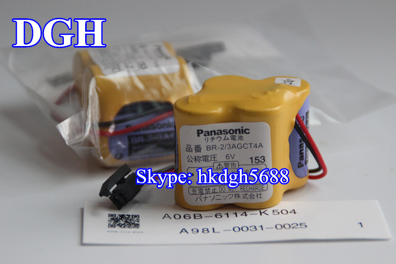 6ボルトplcリチウム電池br-2/3AGCT4AファナックバッテリーA98L-0031-0025 A06B-6114-K504で黒コネクタ-一次電池、乾電池問屋・仕入れ・卸・卸売り