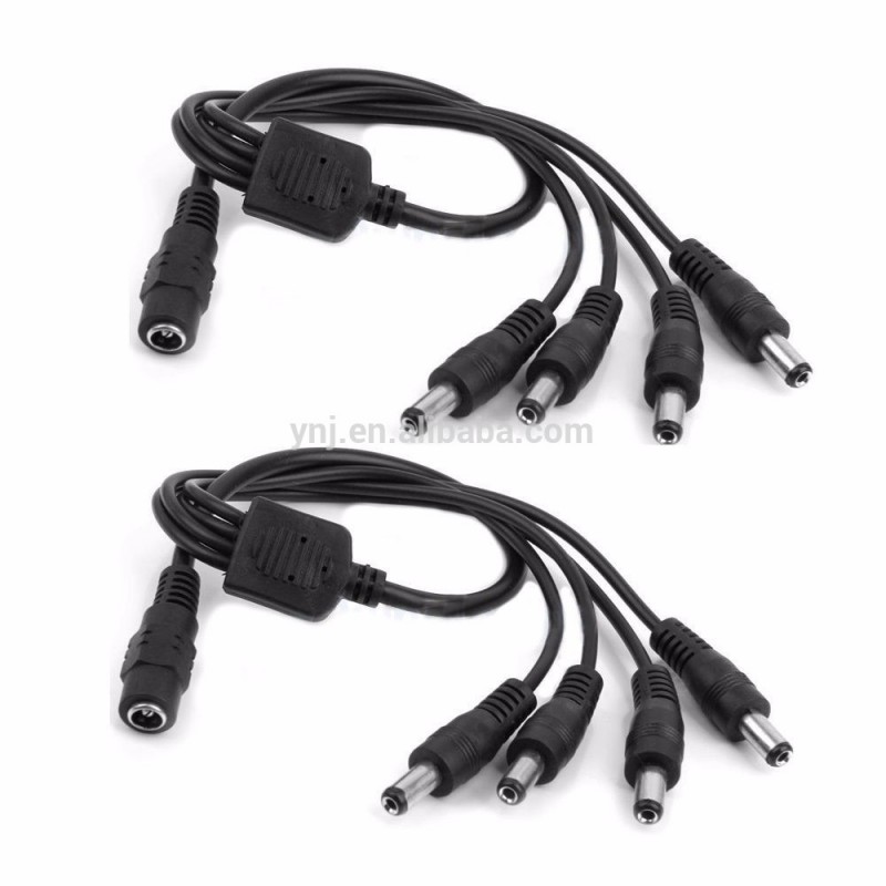 Dc電源スプリッタケーブル5.5 × 2.1ミリメートル1メス4オスプラグアダプタ-電源ケーブル問屋・仕入れ・卸・卸売り