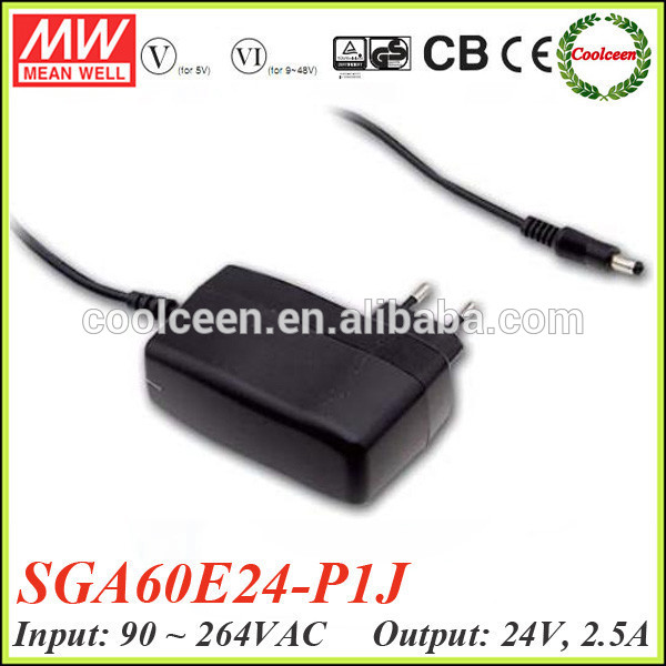 Meanwell電源acdcアダプターsga60e24-p1j24v2.5a-AC/DCアダプター問屋・仕入れ・卸・卸売り