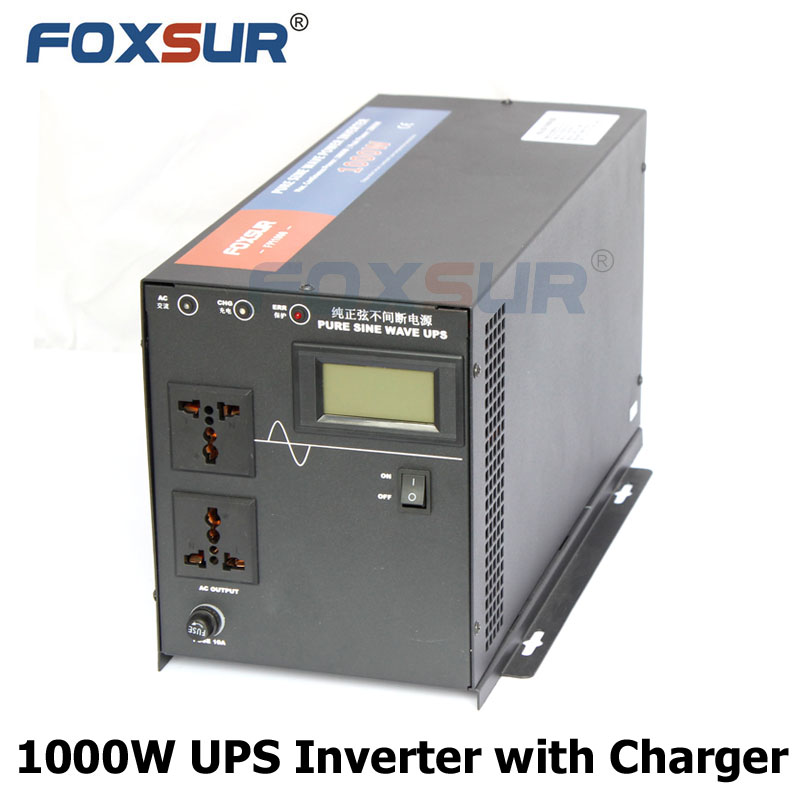 Foxsur 1000ワット液晶ディスプレイ出力電圧12ボルト110ボルト/ 220ボルトups純粋な正弦波パワーインバータ地図でスマートバッテリ充電器-インバータとコンバータ問屋・仕入れ・卸・卸売り