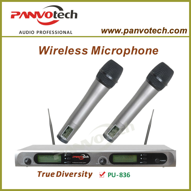 Uhfワイヤレスマイクpanvotechpu-836/真の多様性マイク-専門家オーディオ、ビデオ、および照明問屋・仕入れ・卸・卸売り