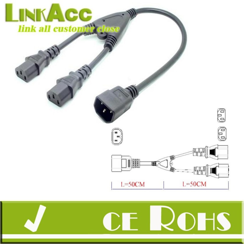 デュアルc13linkaccc2c14〜短い電源y型スプリッタアダプタケーブルコード-電源コード、エクステンションコード問屋・仕入れ・卸・卸売り