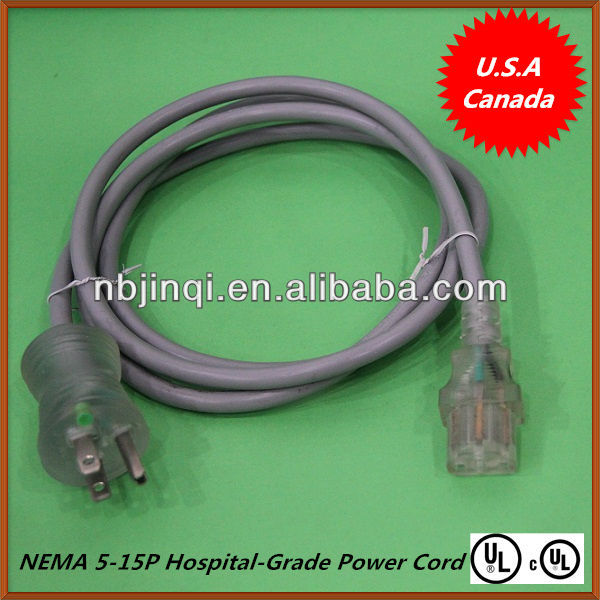 北米nema5-15pホスピタルグレードc13コネクタ付き電源コード( ul/culの承認)-電源コード、エクステンションコード問屋・仕入れ・卸・卸売り