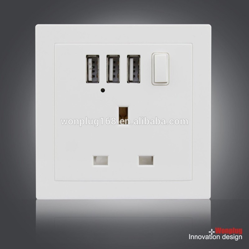 中国サプライヤー2or3USB出力ユニバーサル英国壁ソケットの承認ce bsiからwonplug-壁スイッチ問屋・仕入れ・卸・卸売り
