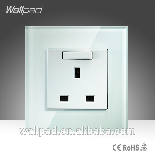 中国新製品2015wallpad高級白クリスタルガラス1ギャング3ピン13a英国コンセントパワーウォールライト電気スイッチソケット-壁スイッチ問屋・仕入れ・卸・卸売り