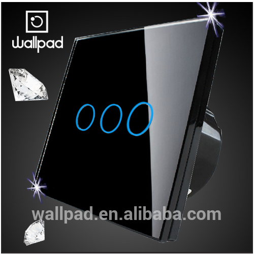 新しい到着の近代的なled防水wallpadブラッククリスタルガラス110~250v3ギャング1の方法のタッチスクリーンの光スイッチ-壁スイッチ問屋・仕入れ・卸・卸売り