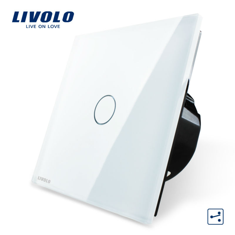 Livoloクリスタルガラスパネル、 220v/50~60hz、 白1ギャング2ウェイvl-c701s-11タッチコントロール壁光スイッチ-壁スイッチ問屋・仕入れ・卸・卸売り