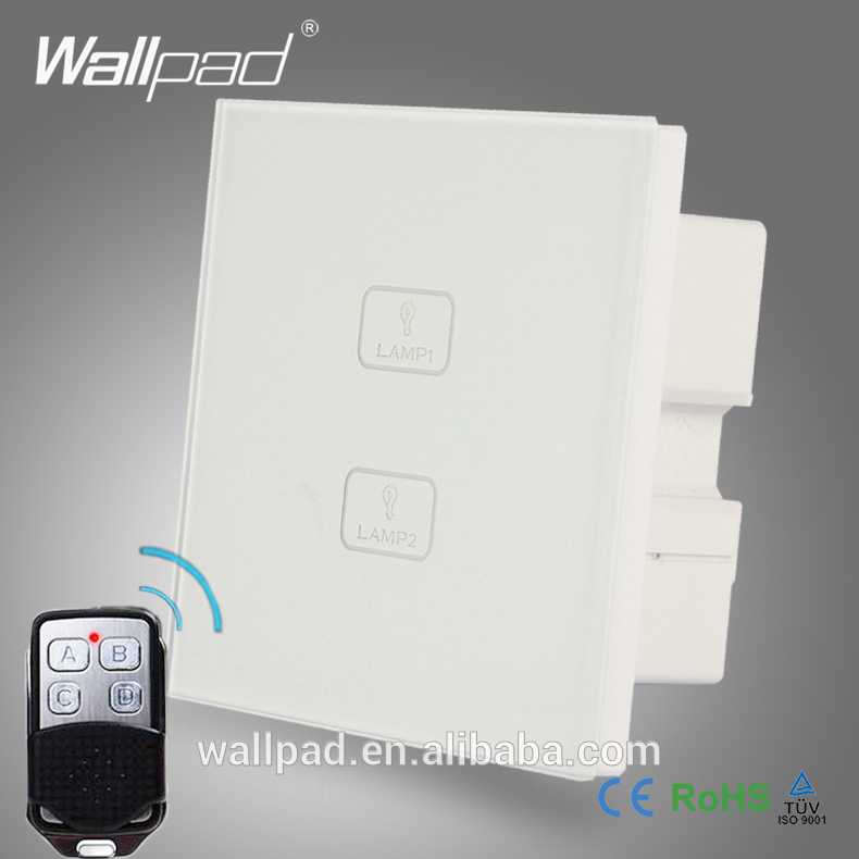 防水ワイヤレスwallpadホワイト強化ガラス2ギャング2ウェイリモートタッチ二重rf制御、 タッチスクリーン光壁スイッチ-壁スイッチ問屋・仕入れ・卸・卸売り