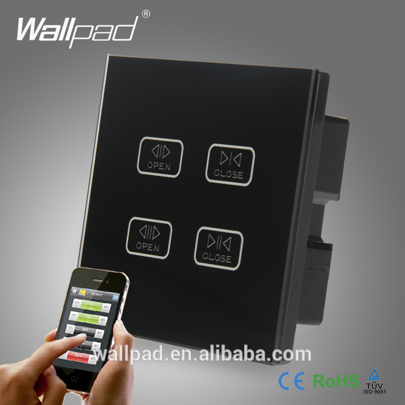 wiifiwallpad4ギャングカーテンスイッチ黒ガラス4ギャング2ウェイwifdoubleシャッターブラインダーリモート制御タッチ壁スイッチ-壁スイッチ問屋・仕入れ・卸・卸売り