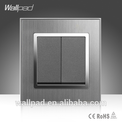 二重制御スイッチwallpad高品質の銀のサテンのメタル16a2ギャング2ウェイ電気スイッチ壁ライト-壁スイッチ問屋・仕入れ・卸・卸売り