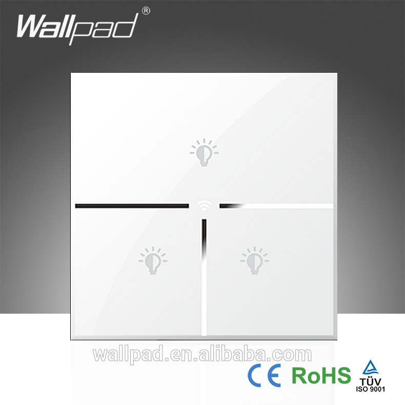 高級wallpad白ガラスledインジケータ110〜250ボルト3ギャング電話wifi ac電気リモート制御電源ライトスイッチ220ボルト-壁スイッチ問屋・仕入れ・卸・卸売り