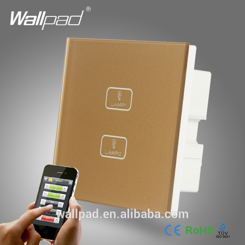 新製品wifi2ギャングリモートスイッチledwallpadゴールドガラス110-250v2ギャング2ウェイの電話無線lanタッチコンの壁光スイッチ-壁スイッチ問屋・仕入れ・卸・卸売り