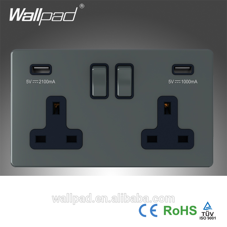 電気ラグジュアリーwallpad13aはソケットを英国のbs13aパネルつや消し金属二重壁ソケット2連3.1アンペアポートusb充電器-壁スイッチ問屋・仕入れ・卸・卸売り