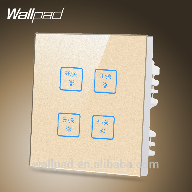 英国主導カスタマイズ2015wallpadゴールド防水クリスタルガラスタッチスイッチ110~250v1ウェイ4ギャングのタッチスクリーンの光壁スイッチ-壁スイッチ問屋・仕入れ・卸・卸売り