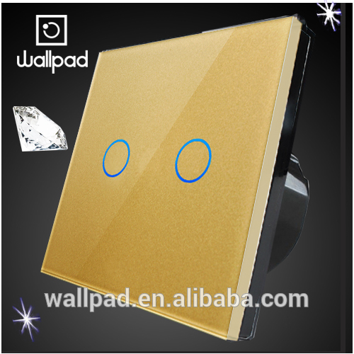 アリ ババ エクスプレス中国wallpad防水eu英国ゴールド カラー強化ガラス パネル 2 ギャング タッチ スクリーン スイッチ ボード-問屋・仕入れ・卸・卸売り