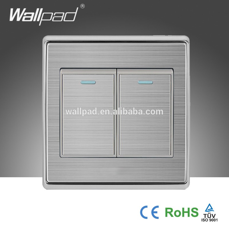 銀のサテンのメタル熱い販売wallpad110~250veu、 英国2ギャングウェイ21ボタン、 電力供給を押しプッシュボタン壁スイッチ-壁スイッチ問屋・仕入れ・卸・卸売り