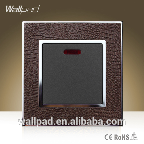 Wallpad高品質ブラウン レザー フレーム 1 ギャング 20a/45a ヒーター プッシュ ボタン壁スイッチ-壁スイッチ問屋・仕入れ・卸・卸売り