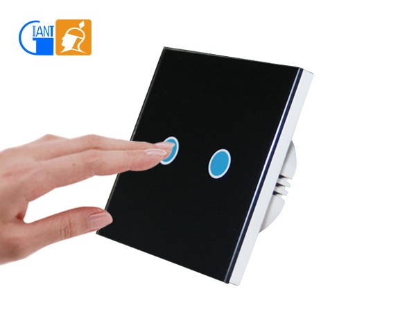英国標準2 ギャング 1 ウェイ ガラス led スマート タッチ調光壁ライト スイッチ ジャイアント JJ-TS-02-壁スイッチ問屋・仕入れ・卸・卸売り